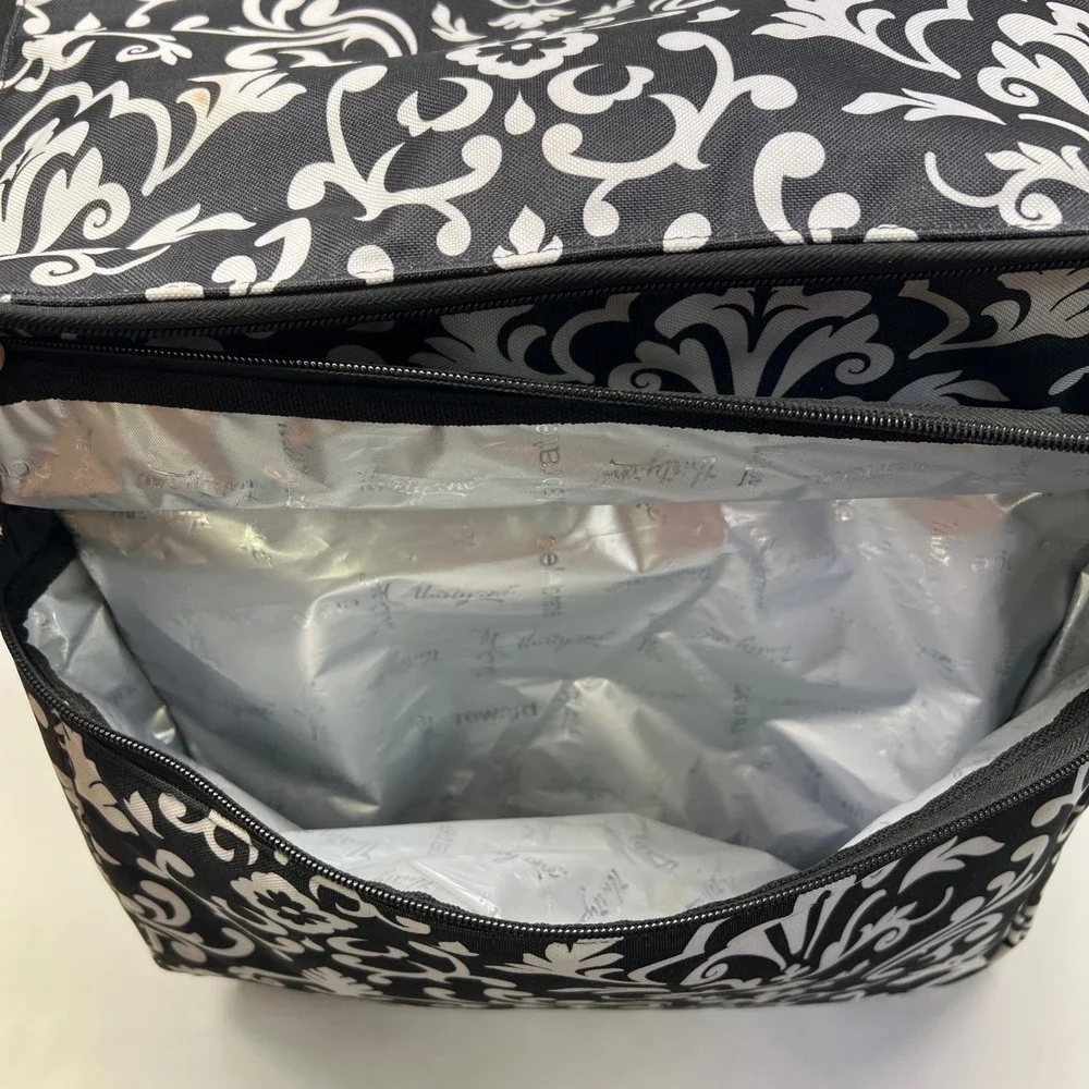 Thirty-One Rolling Thermal Cooler Bag Parisian Pop Damask Insulated Wheeled Tote